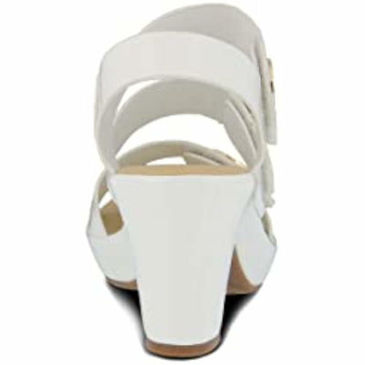 PATRIZIA Spring Step Triodee Sandals for Women - Ladies Casual Platform Sandal with Adjustable Straps- Slip-On Womens Sandals for Formal Event, Outdoor Party - White EU 41 M/US 9.5-10