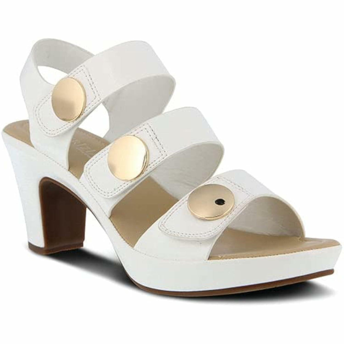 PATRIZIA Spring Step Triodee Sandals for Women - Ladies Casual Platform Sandal with Adjustable Straps- Slip-On Womens Sandals for Formal Event, Outdoor Party - White EU 41 M/US 9.5-10