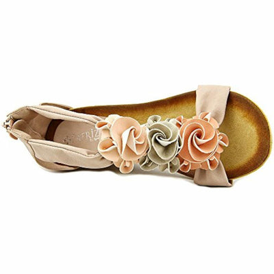 PATRIZIA Spring Step Harlequin Wedge Sandals for Womens - Ladies Sandals with Chic Flower T-Straps - Back Zipper Closure Womens Casuals Sandals - Peach EU 42 / US 10.5-11