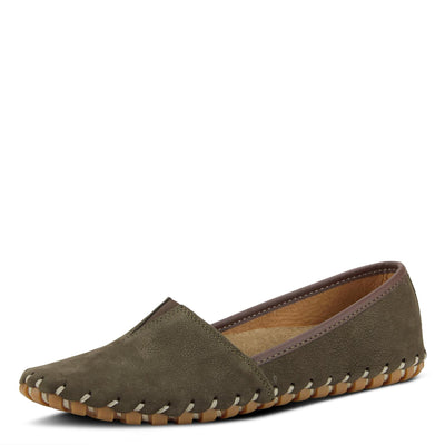 Spring Step Kathaleta Shoes for Women - Ladies Slip-On Shoes with Rubber Outsole - Comfortable Leather Shoes for Womens - Dark Olive EU 40 / US 9