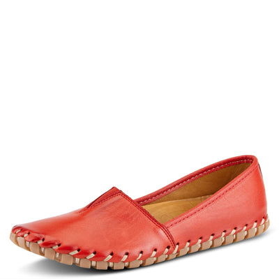 Spring Step Kathaleta Shoes for Women - Ladies Slip-On Shoes with Rubber Outsole - Comfortable Leather Shoes for Womens - Red EU 38 / US 7.5-8