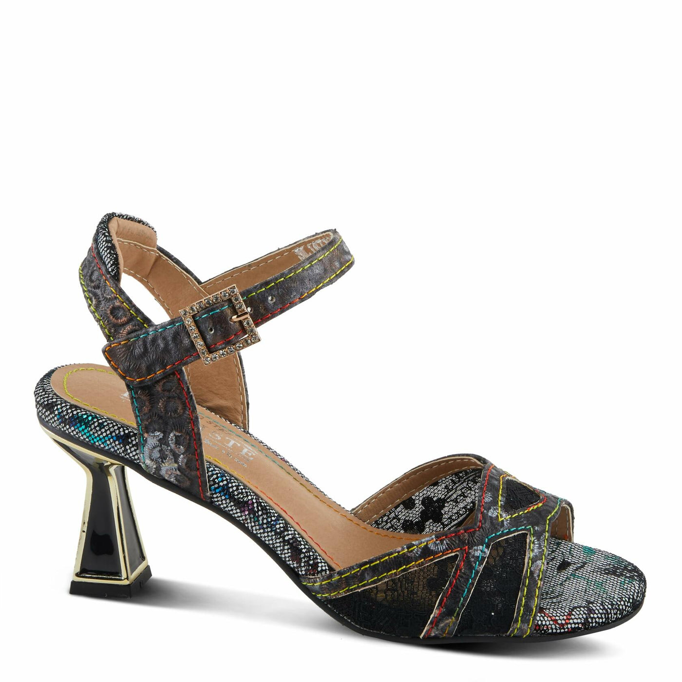 Spring Step L'Artiste Women's CHATEL Open-Toe Sandals - Classic Elegance with a Contemporary Twist Black Multi EU 35 / US 5