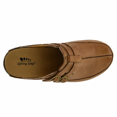 Spring Step Happy Mule Clogs for Women - Ladies Slip-On Clogs with Ajdustable Straps - Comfortable Slip-On Loafers for Women - Medium Brown EU 41 / US 9.5-10