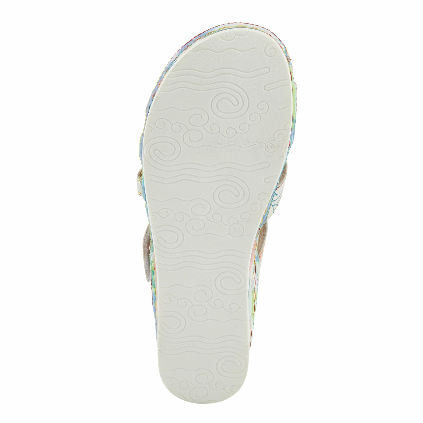 Spring Step L'Artiste Women's CAIMANALA Floral Slide Sandals with Adjustable Closure Sky Blue Multi EU 37 / US 6.5-7