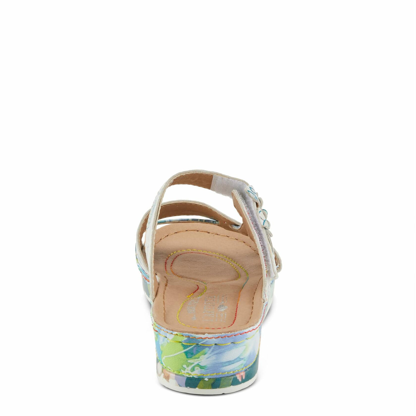 Spring Step L'Artiste Women's CAIMANALA Floral Slide Sandals with Adjustable Closure Sky Blue Multi EU 37 / US 6.5-7