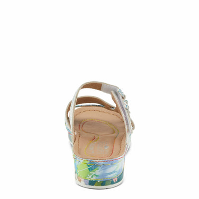 Spring Step L'Artiste Women's CAIMANALA Floral Slide Sandals with Adjustable Closure Sky Blue Multi EU 37 / US 6.5-7