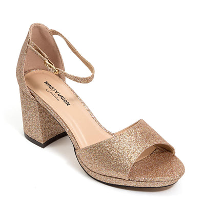 Ninety Union Jazzy Glitzy Open Till Close Back Sandal, Champagne, 7