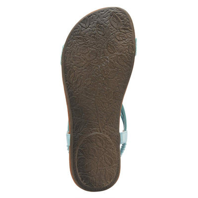 PATRIZIA Spring Step Nectarine Sandals for Womens - Ladies Sandals with Chic Flower Grabbing t-Straps - Casuals Womens Sandals with Stretch Back Strap - Turquoise Multi EU 38 / US 7.5-8