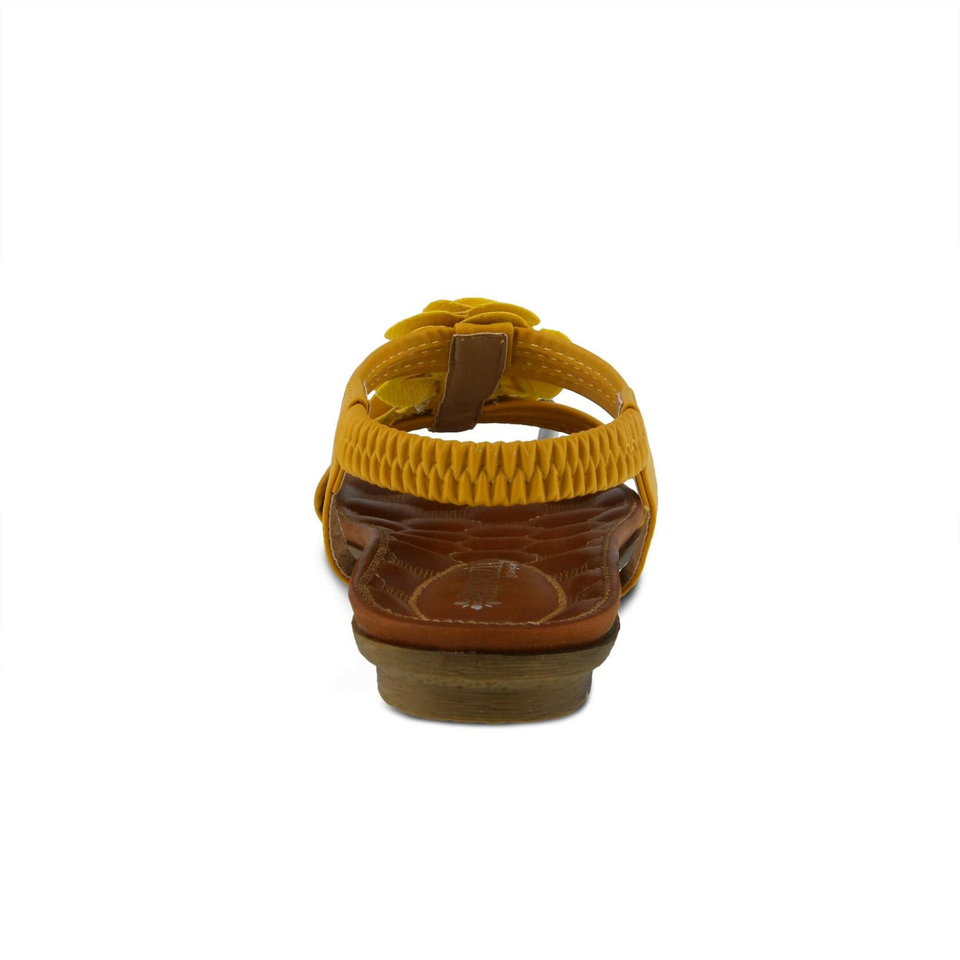 PATRIZIA Spring Step Nectarine Sandals for Womens - Ladies Sandals with Chic Flower Grabbing t-Straps - Casuals Womens Sandals with Stretch Back Strap - Yellow EU 41 / US 9.5-10