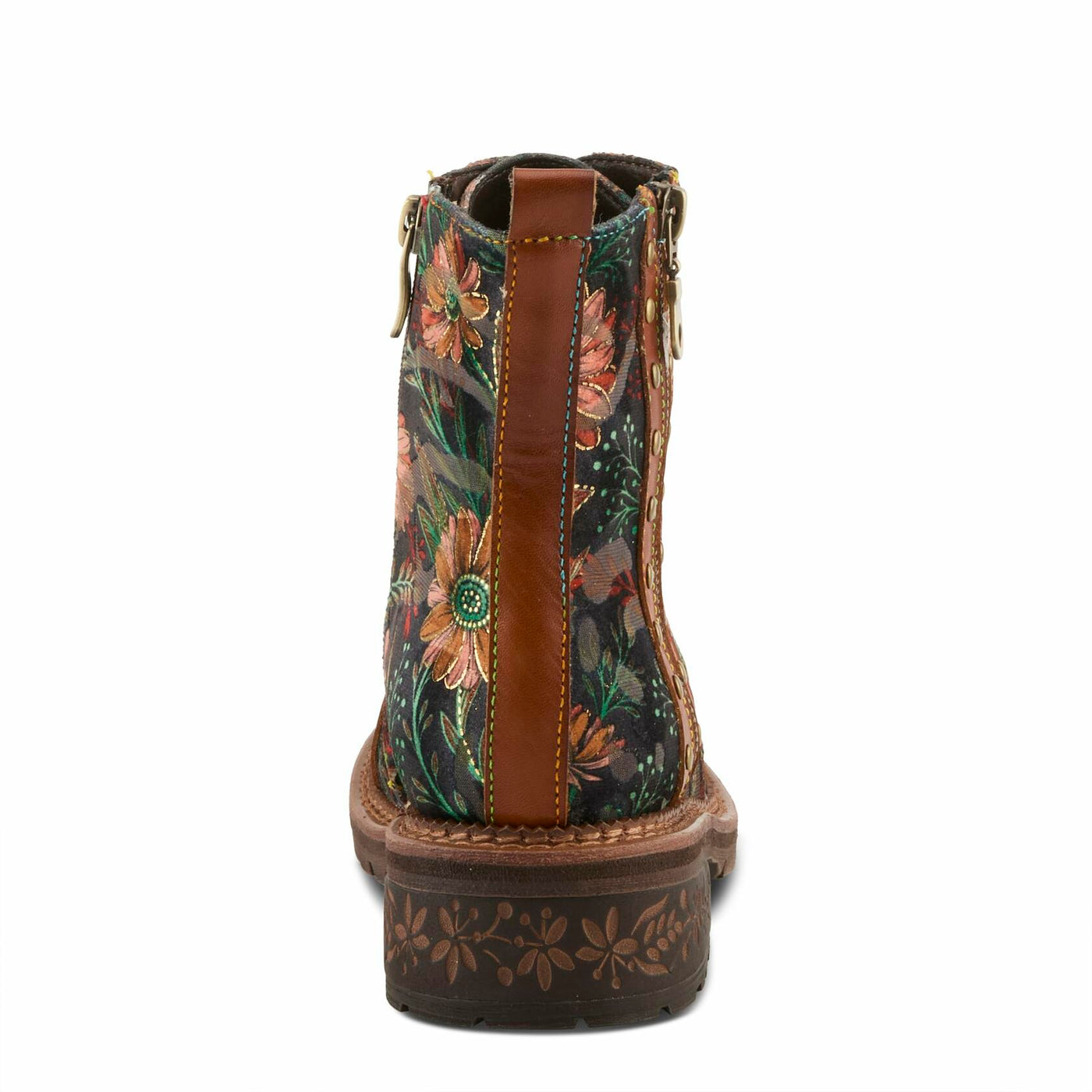 Spring Step L'Artiste Cordea Booties | Embroidered Leather Ankle Boots with Studded Details CAMEL MULTI EU 38 / US 7.5-8