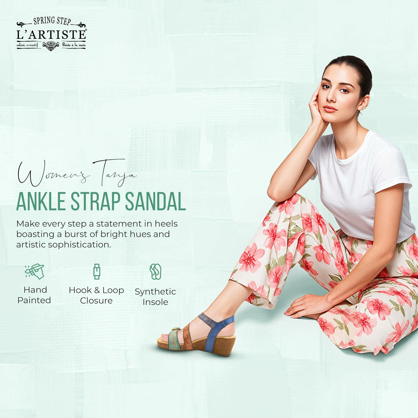 L'Artiste by Spring Step Women's Tanja Sandal, Mint Green Multi, 10.5-11