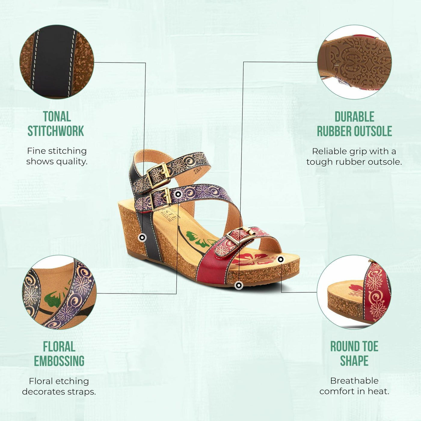 L’Artiste by Spring Step Women's Tanja Sandal, Red Multi, 9.5-10
