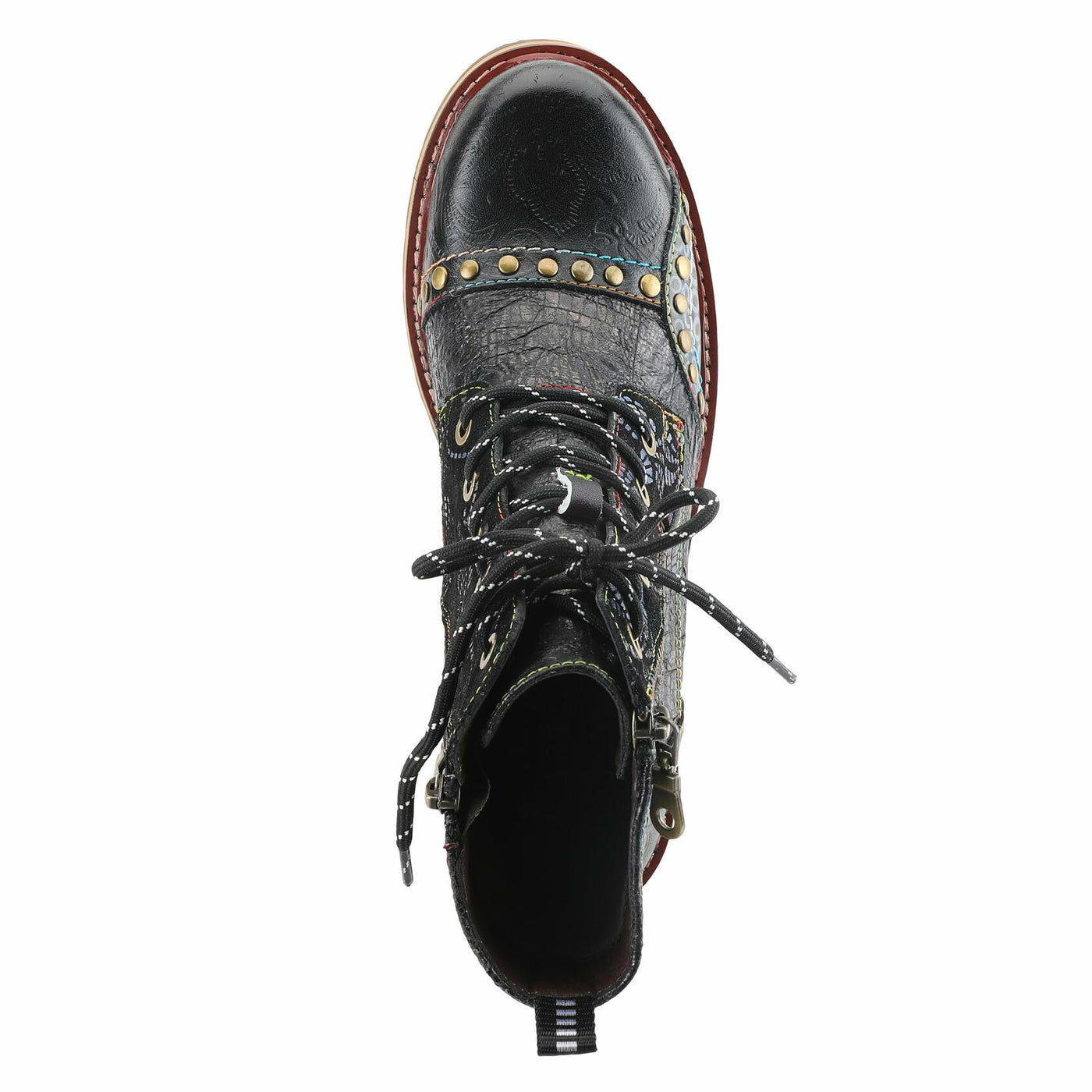 L'Artiste Rugup Leather Combination Booties for Women | Low Heel Ankle Boots for Women with Lace Up and Zipper Closure and Faux Fur Lining, Black Multi EU 42 / US 10.5-11