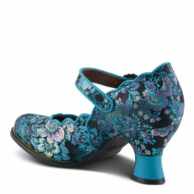 L'Artiste by Spring Step Women's Adodora Mary Jane Heeled, Turquoise Multi, 5