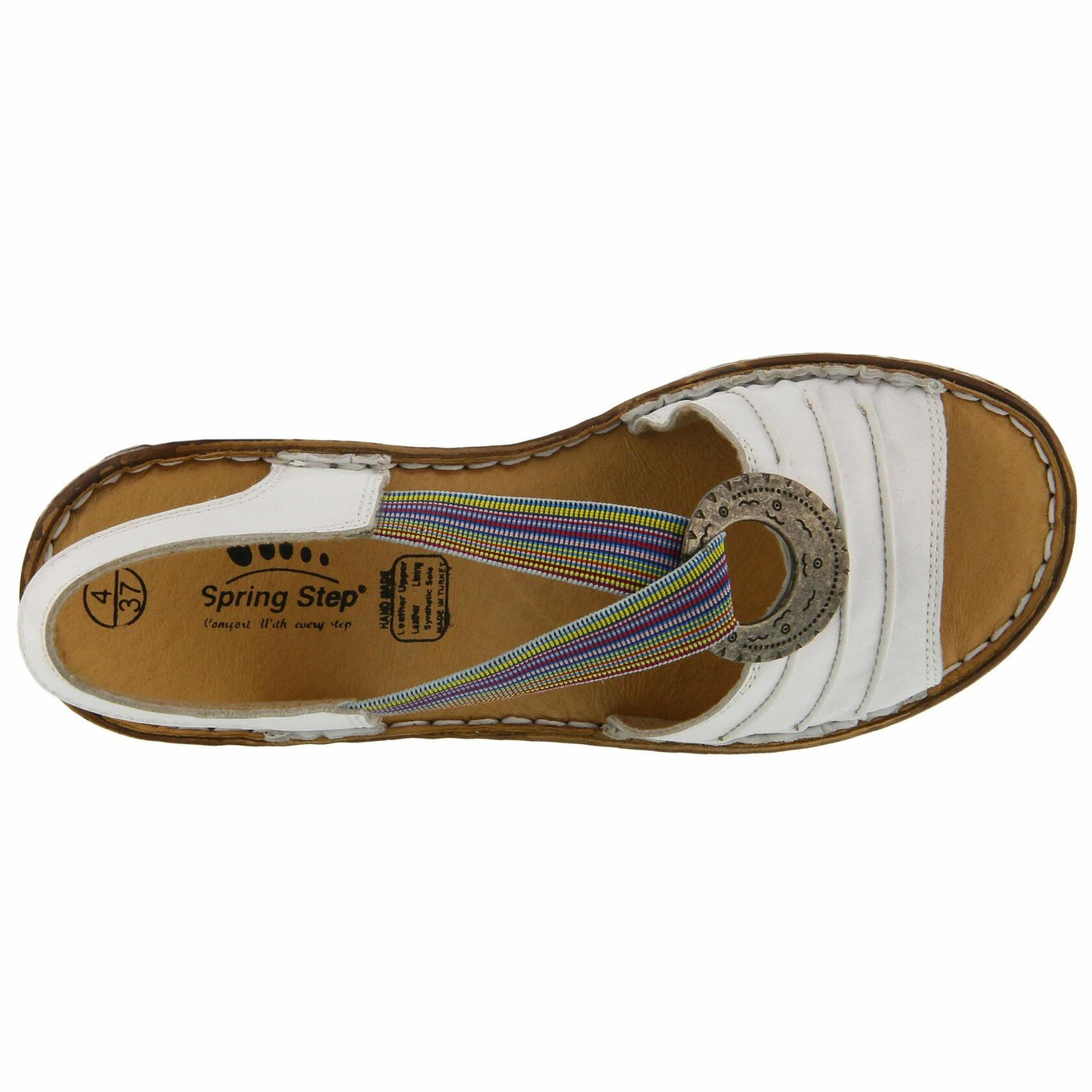 Spring Step womens Karmel Flat Sandal, White, 6.5-7 US