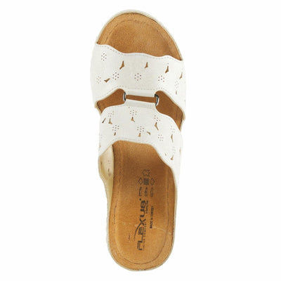 Flexus Women's Dreiser Slide Wedge Sandal Beige EU 39 / US 8.5