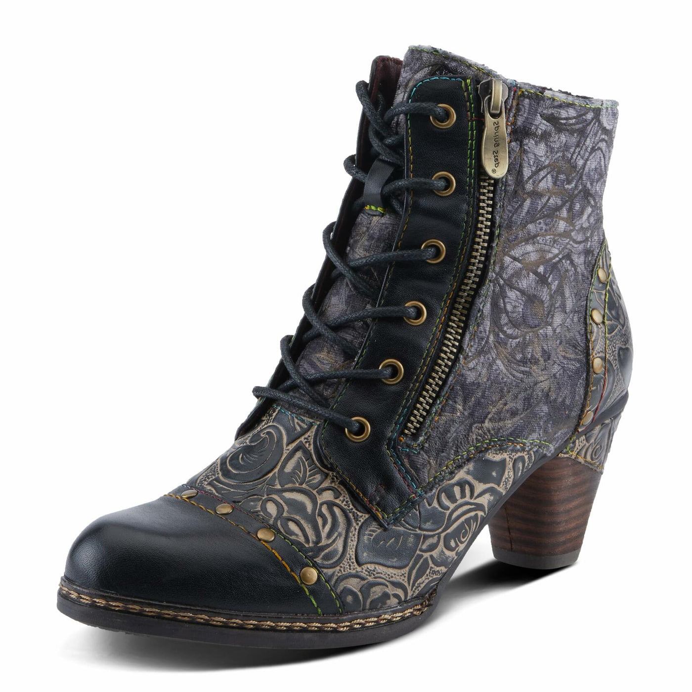 Spring Step L'Artiste Avyanna Women's Floral Velvet Bootie - Romantic Vibe, Glamorous Ankle Boots for Date Nights Black Multi EU 43 / US 11.5-12