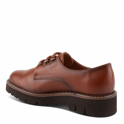 PATRIZIA Women's HAZELINA Oxfords with Burnished Finish, Elastic Laces, and Lightweight EVA Sole Camel EU 41 / US 9.5-10