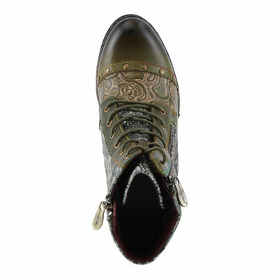 Spring Step L'Artiste Avyanna Women's Floral Velvet Bootie - Romantic Vibe, Glamorous Ankle Boots for Date Nights Olive Multi EU 40 / US 9