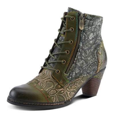 Spring Step L'Artiste Avyanna Women's Floral Velvet Bootie - Romantic Vibe, Glamorous Ankle Boots for Date Nights Olive Multi EU 40 / US 9