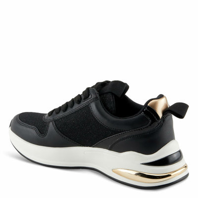PATRIZIA Women's URSA Platform Sneakers with Sparkling Upper, Gold Metallic Accents, and Comfortable Fit Black EU 36 / US 5.5-6