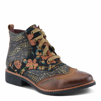 Spring Step L'Artiste Muggianahi Women's Oxford Bootie - Metallic Print, Textured Pin Dots, Fashion-Forward & Comfortable Brown Multi EU 40 / US 9