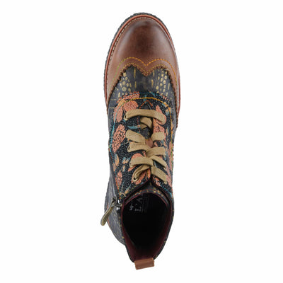Spring Step L'Artiste Muggianahi Women's Oxford Bootie - Metallic Print, Textured Pin Dots, Fashion-Forward & Comfortable Brown Multi EU 40 / US 9
