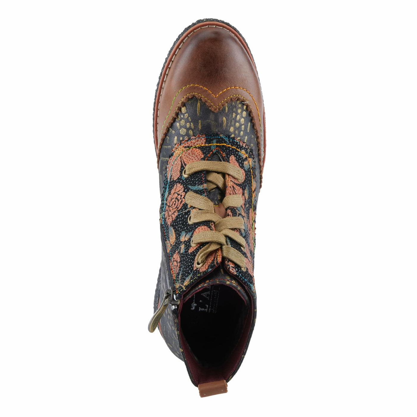 Spring Step L'Artiste Muggianahi Women's Oxford Bootie - Metallic Print, Textured Pin Dots, Fashion-Forward & Comfortable Brown Multi EU 41 / US 9.5-10