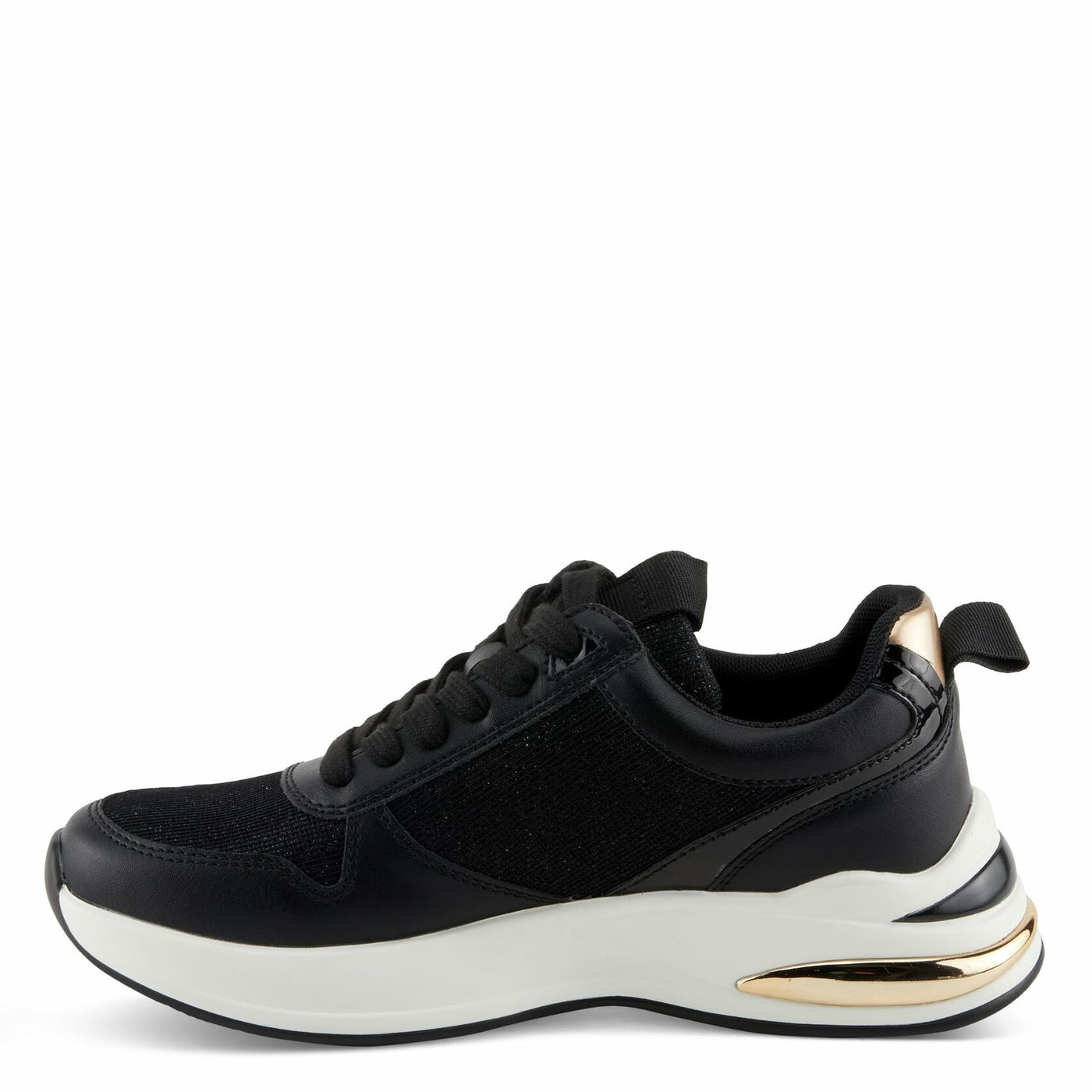 PATRIZIA Women's URSA Platform Sneakers with Sparkling Upper, Gold Metallic Accents, and Comfortable Fit Black EU 36 / US 5.5-6