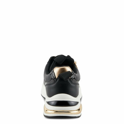 PATRIZIA Women's URSA Platform Sneakers with Sparkling Upper, Gold Metallic Accents, and Comfortable Fit Black EU 36 / US 5.5-6