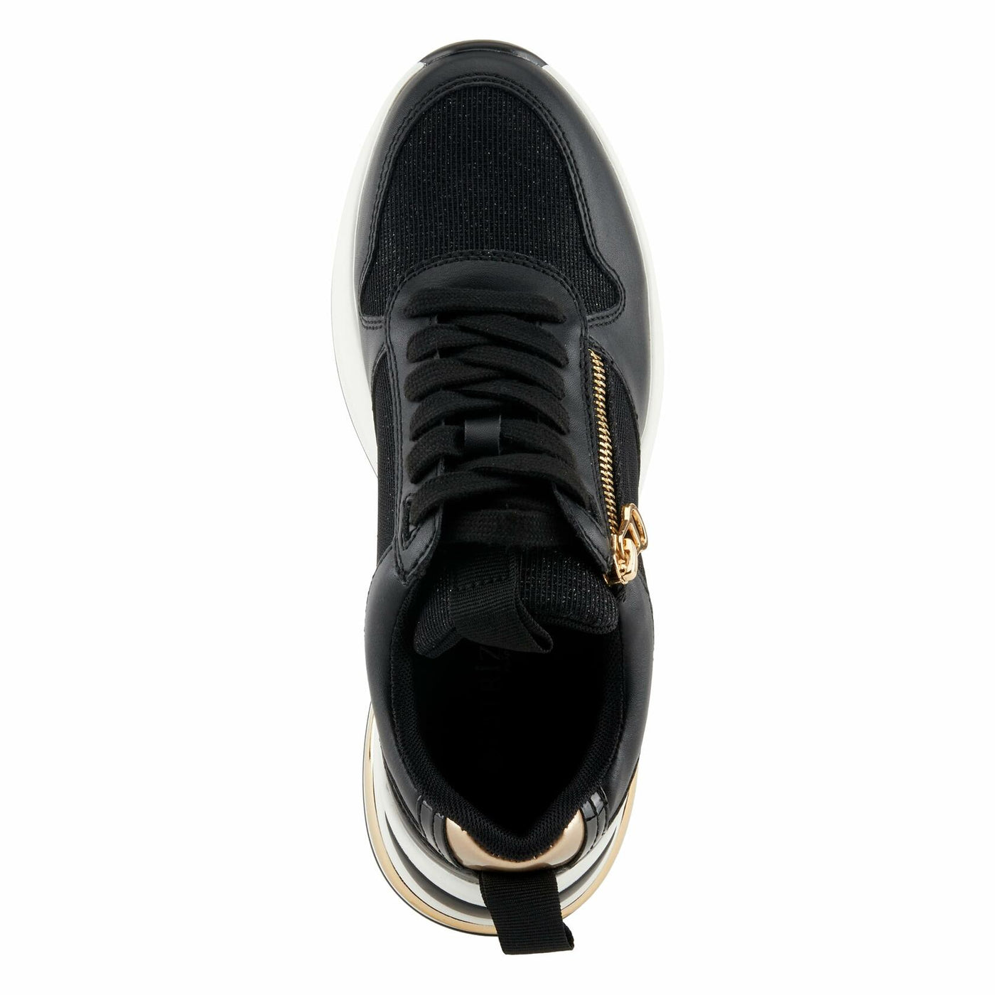 PATRIZIA Women's URSA Platform Sneakers with Sparkling Upper, Gold Metallic Accents, and Comfortable Fit Black EU 36 / US 5.5-6