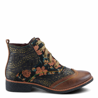 Spring Step L'Artiste Muggianahi Women's Oxford Bootie - Metallic Print, Textured Pin Dots, Fashion-Forward & Comfortable Brown Multi EU 41 / US 9.5-10