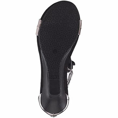 PATRIZIA Spring Step Harlequin Wedge Sandals for Womens - Ladies Sandals with Chic Flower T-Straps - Back Zipper Closure Womens Casuals Sandals - Pewter EU 39 / US 8.5