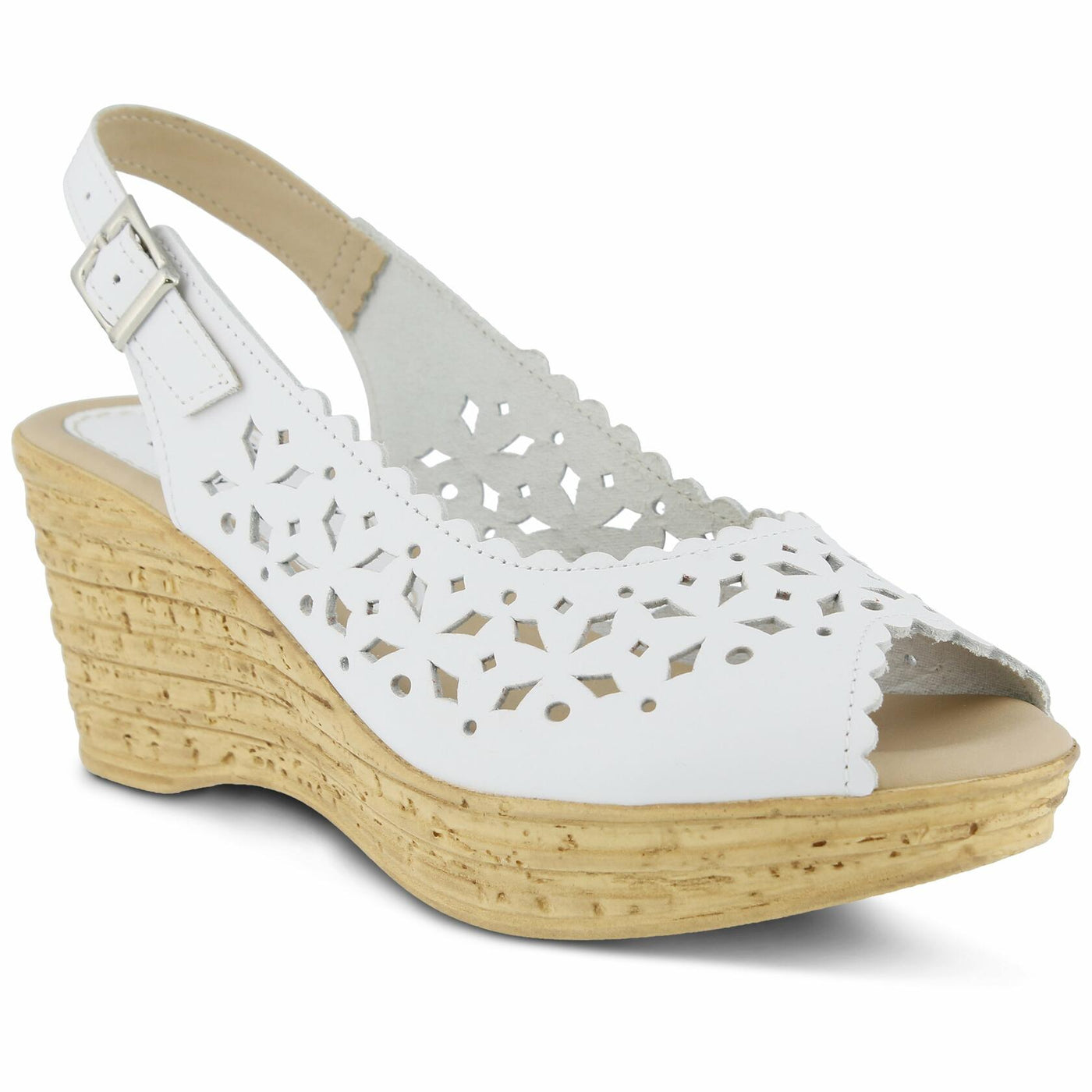 Spring Step Women's Chaya Wedge Sandal, White, 40 EU/9 M US