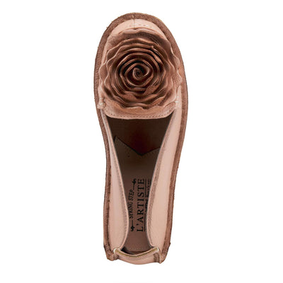 Spring Step L'Artiste Dezi Leather Shoes for Women | Comfortable Slip-On Shoes with Soft Leather Flower | Ladies Casual Flats for Work | Pink EU 35 / US 5