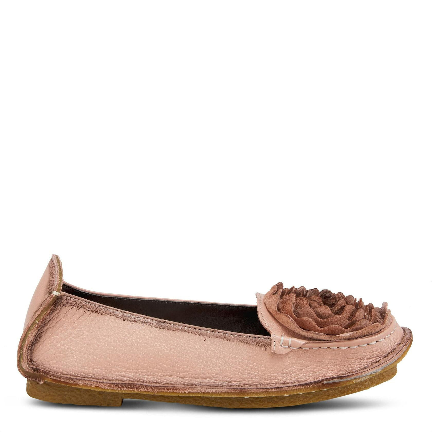 Spring Step L'Artiste Dezi Leather Shoes for Women | Comfortable Slip-On Shoes with Soft Leather Flower | Ladies Casual Flats for Work | Pink EU 35 / US 5