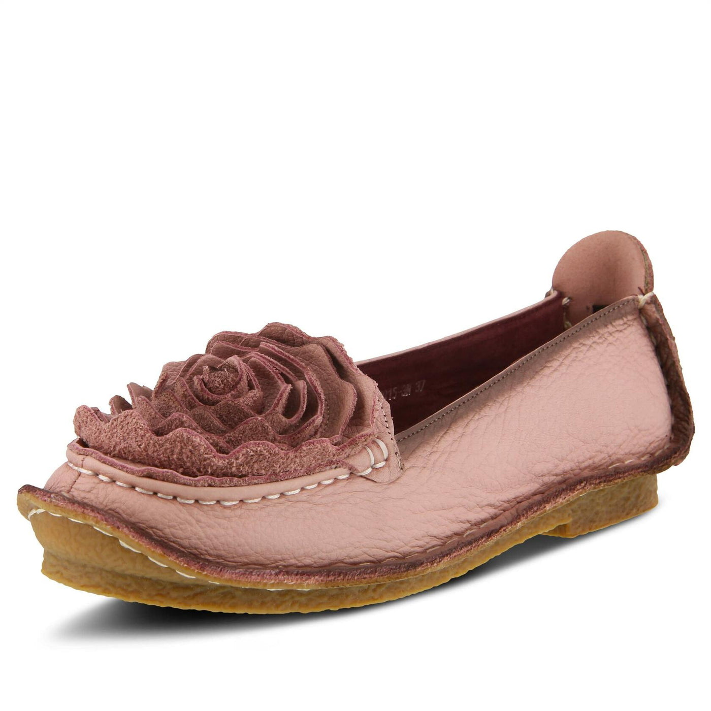 Spring Step L'Artiste Dezi Leather Shoes for Women | Comfortable Slip-On Shoes with Soft Leather Flower | Ladies Casual Flats for Work | Pink EU 35 / US 5
