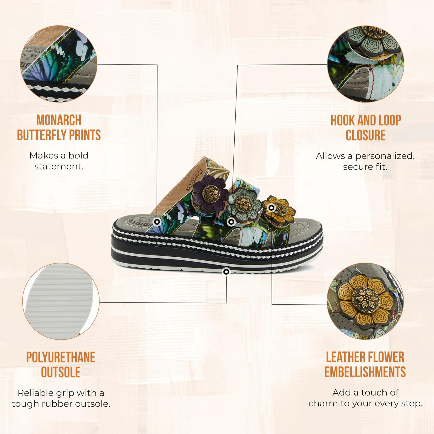 L'Artiste by Spring Step Women's Naomi-Monarch Sandal, Olive Multi, 8.5