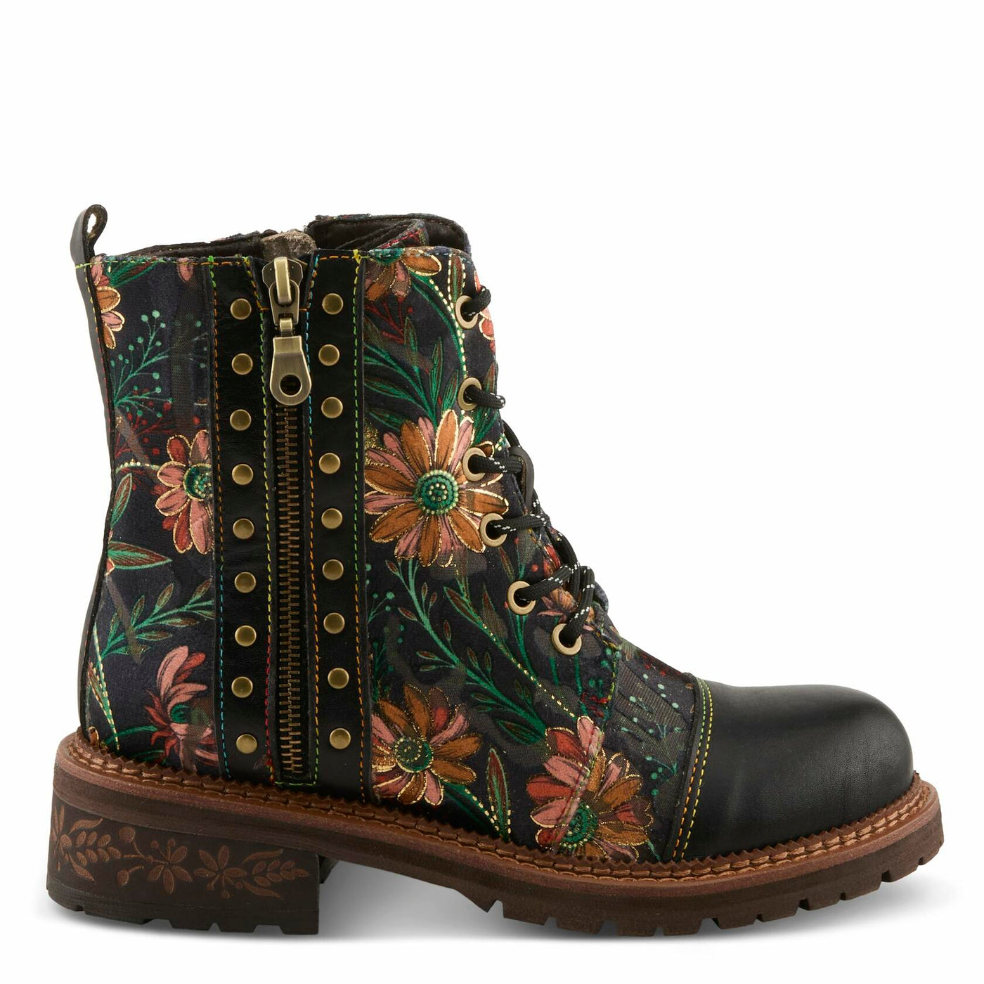 Spring Step L'Artiste Cordea Booties | Embroidered Leather Ankle Boots with Studded Details