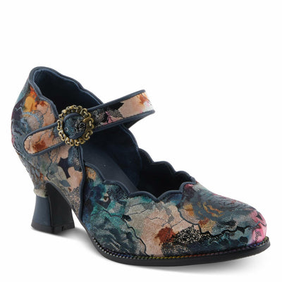 Spring Step L'Artiste Adodora-Prit Mary Jane Pumps | Baroque-Inspired Velvet & Leather Heels NAVY MULTI EU 41 / US 9.5-10
