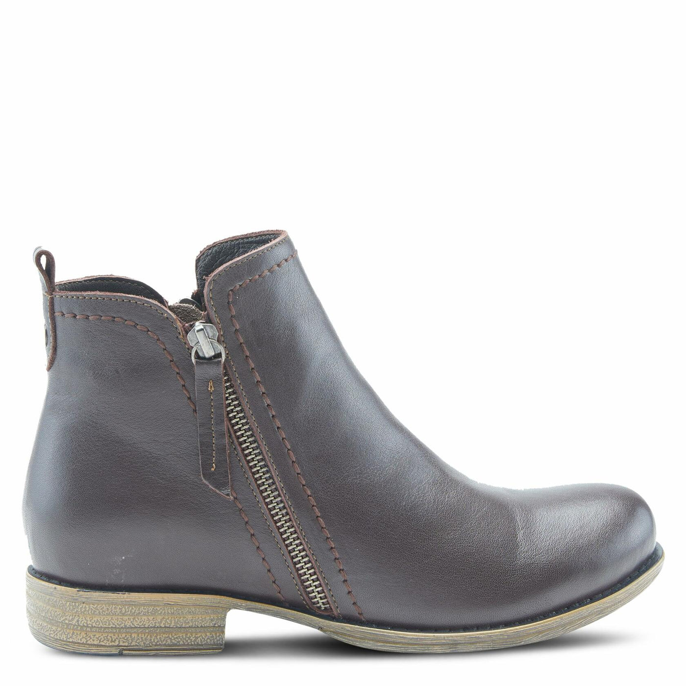 Spring Step Women's Oziel Classic Leather Bootie with Zipper Dark Brown EU 37/6.5-7