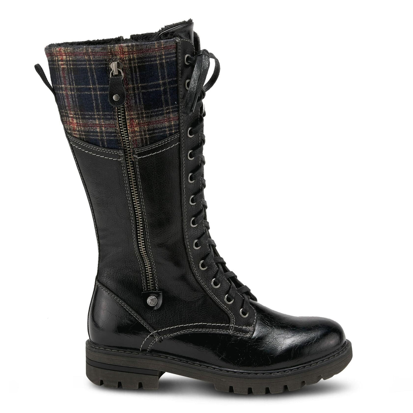 PATRIZIA Spring Step Chickeze Tall Boots for Women - Pull-On Ladies Boots with Lace-up, Zipper Closure - Womens Boots for Outdoor - Black Multi EU 42 / US 10.5-11