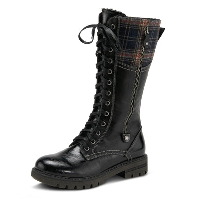 PATRIZIA Spring Step Chickeze Tall Boots for Women - Pull-On Ladies Boots with Lace-up, Zipper Closure - Womens Boots for Outdoor - Black Multi EU 42 / US 10.5-11