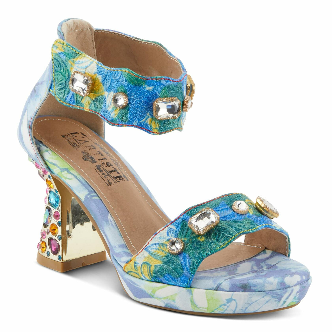 L'Artiste by Spring Step Women's Jewell Sandals, Blue Multi, 9