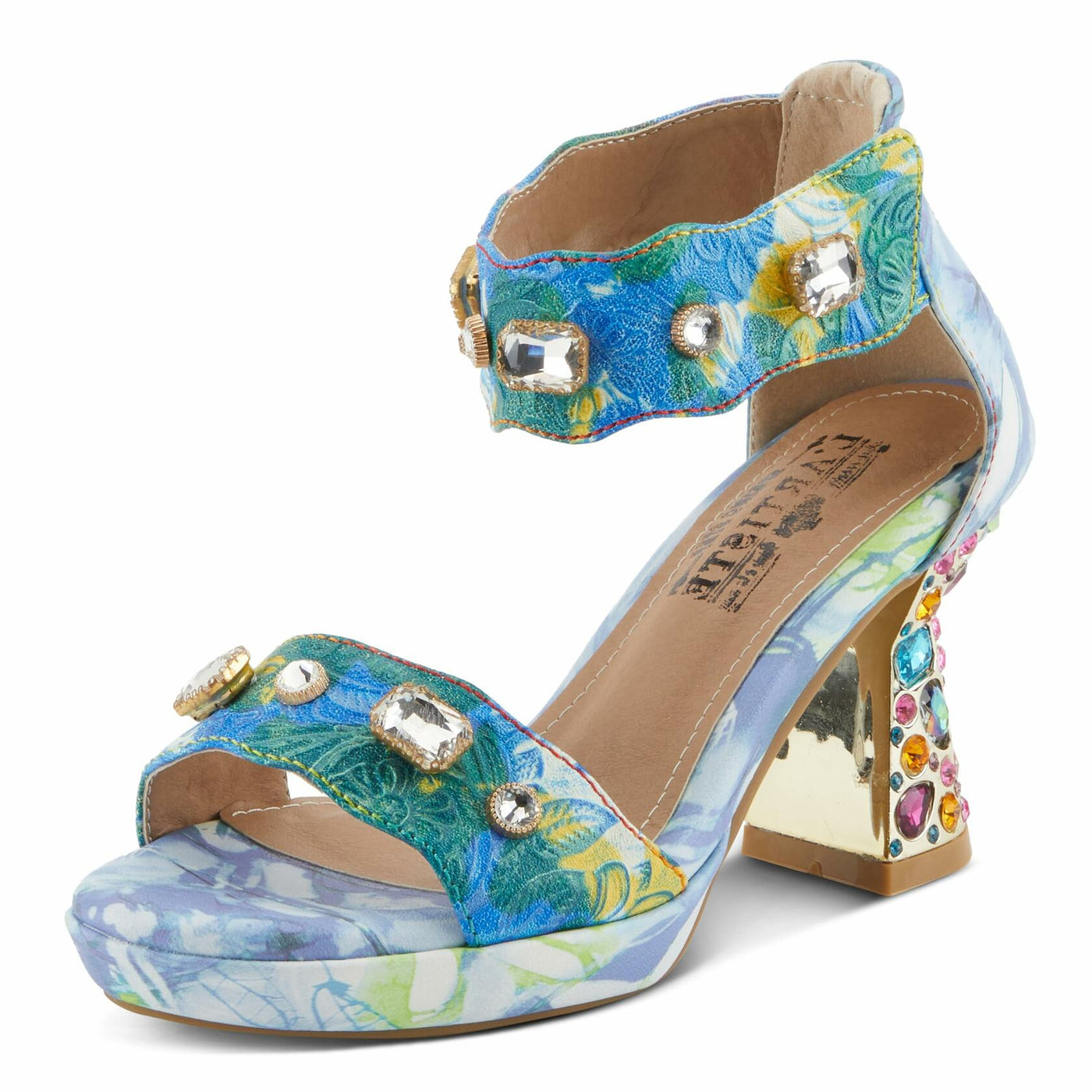 L'Artiste by Spring Step Women's Jewell Sandals, Blue Multi, 9