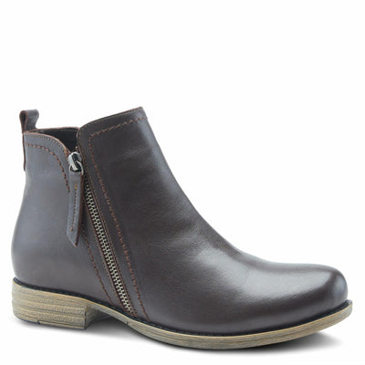 Spring Step Women's Oziel Classic Leather Bootie with Zipper Dark Brown EU 37/6.5-7