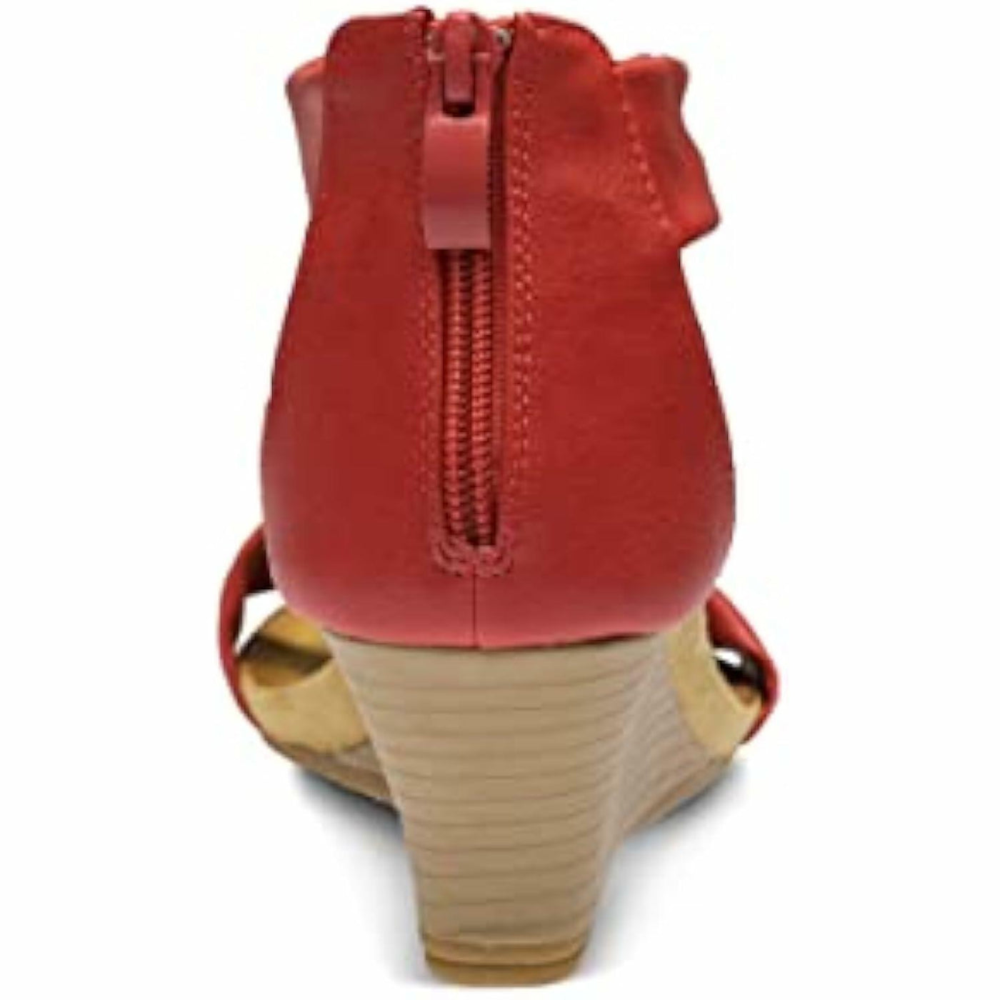 PATRIZIA Spring Step Harlequin Wedge Sandals for Womens - Ladies Sandals with Chic Flower T-Straps - Back Zipper Closure Womens Casuals Sandals - RED Shoe US 9.5-10