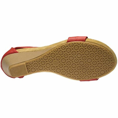 PATRIZIA Spring Step Harlequin Wedge Sandals for Womens - Ladies Sandals with Chic Flower T-Straps - Back Zipper Closure Womens Casuals Sandals - RED Shoe US 9.5-10