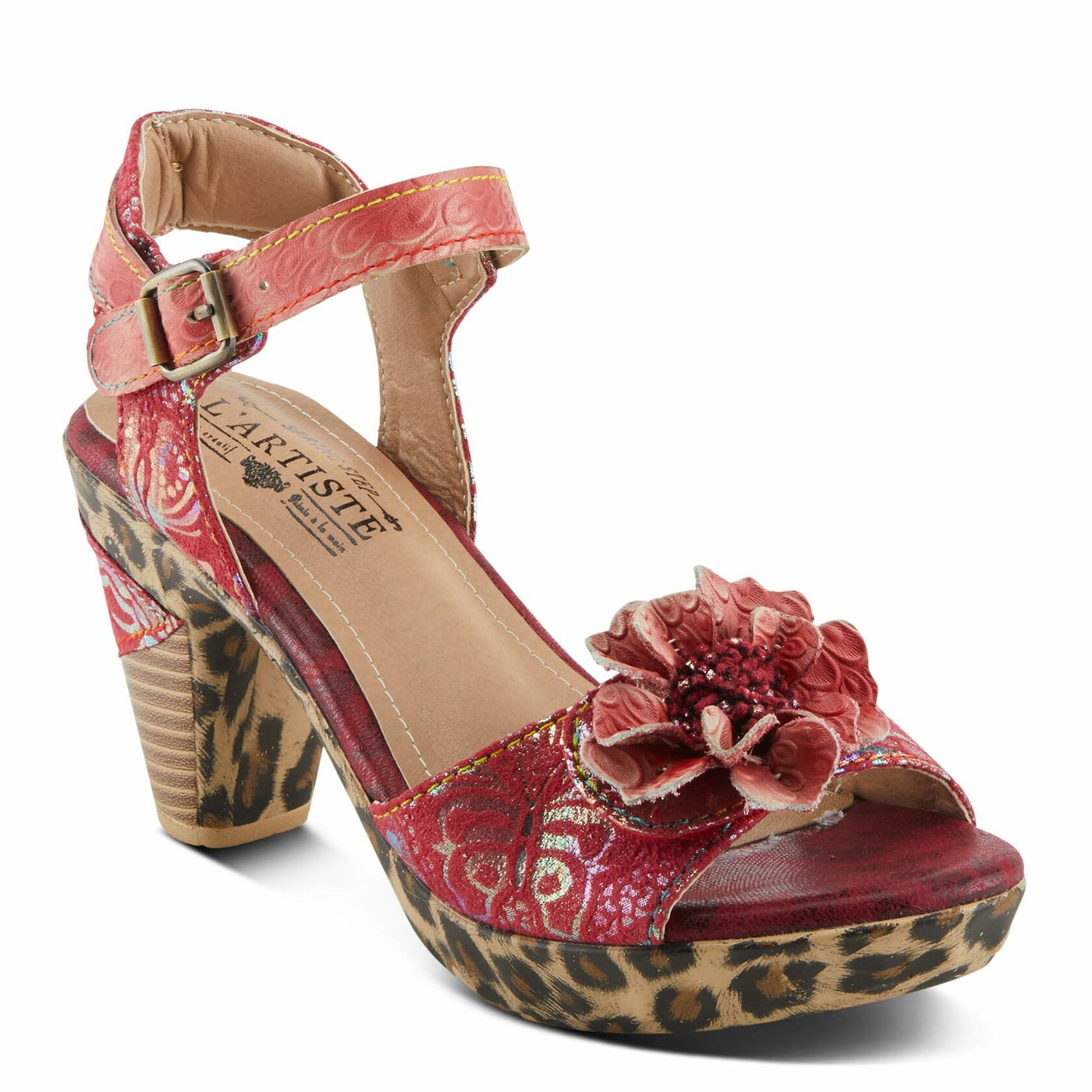 L'Artiste by Spring Step Women's Wildcat Sandal, Red Multi, 9.5-10