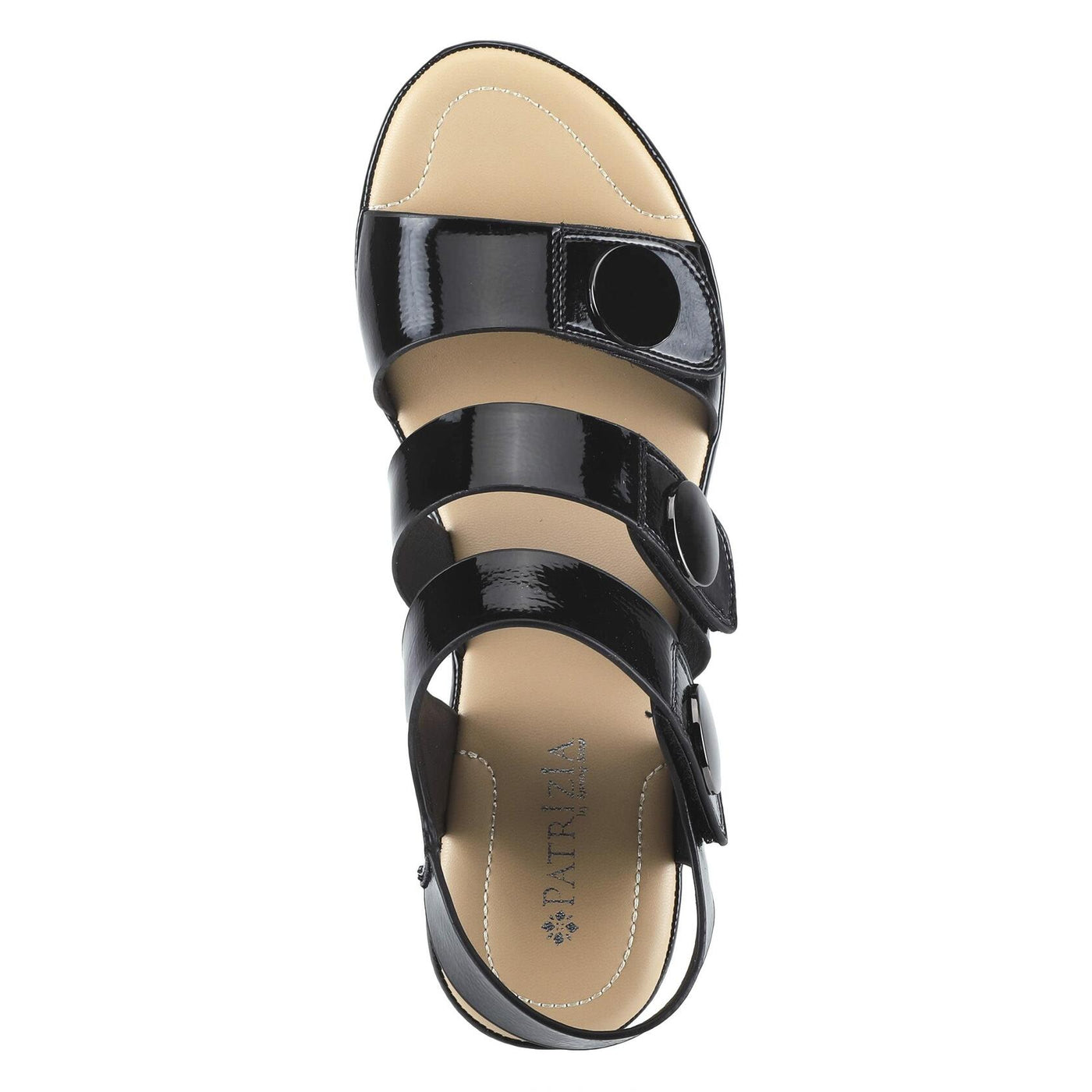 Patrizia Women's Triodee Heeled Sandal, Black Patent, 8.5